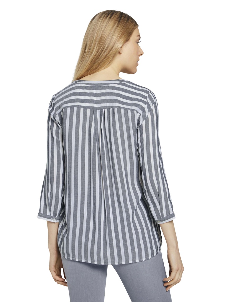 blouse striped, offwhite navy vertical stripe