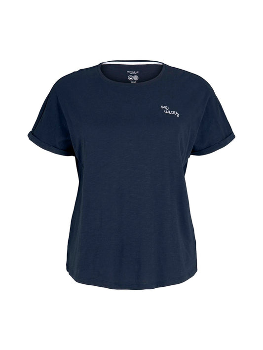 T-shirt chest embroidery, Sky Captain Blue