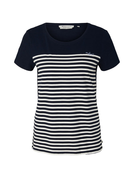 relaxed striped tee, white blue stripe