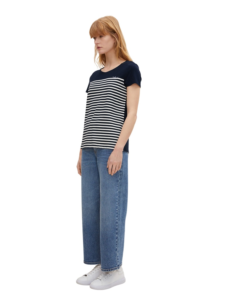 relaxed striped tee, white blue stripe