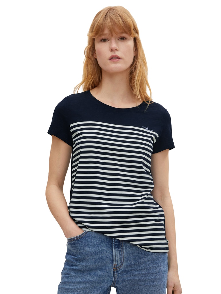 relaxed striped tee, white blue stripe