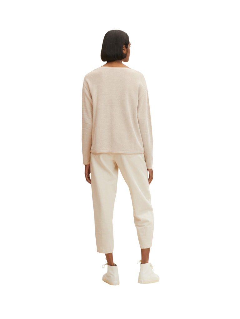 Knit pullover with structure, beige bubble structure