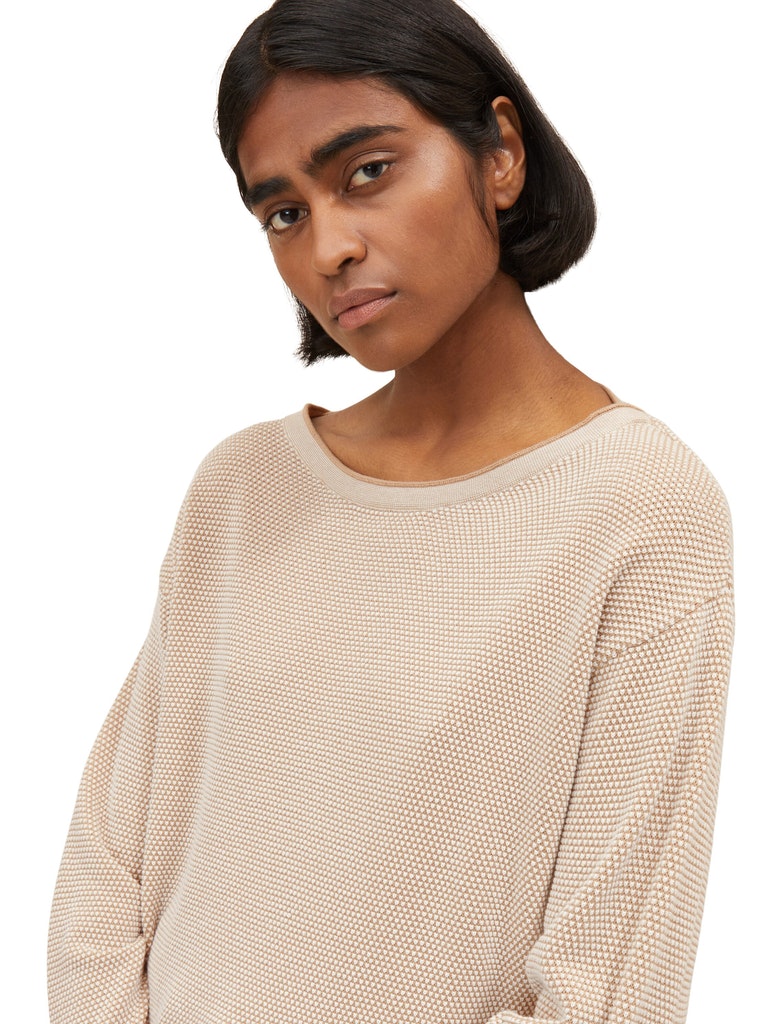 Knit pullover with structure, beige bubble structure