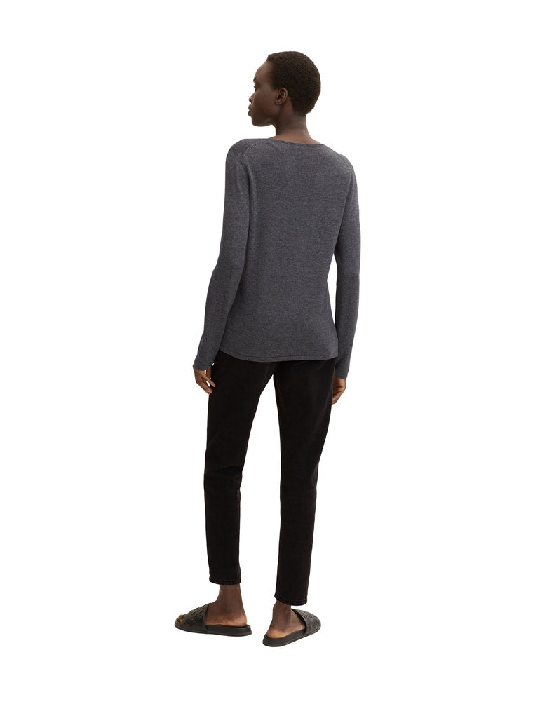 sweater basic v-neck, evident anthracite melange