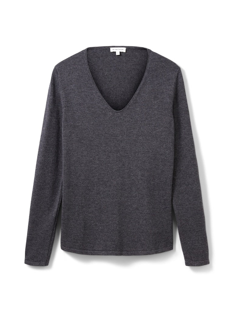 sweater basic v-neck, evident anthracite melange