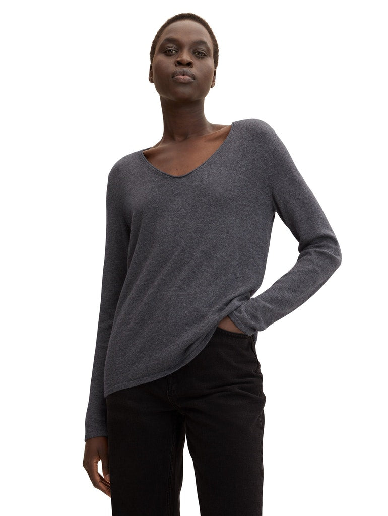 sweater basic v-neck, evident anthracite melange