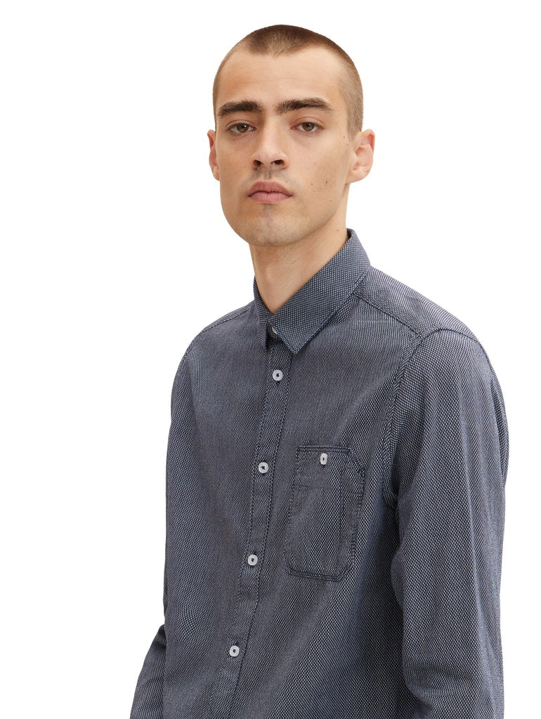 structured shirt, navy white structure