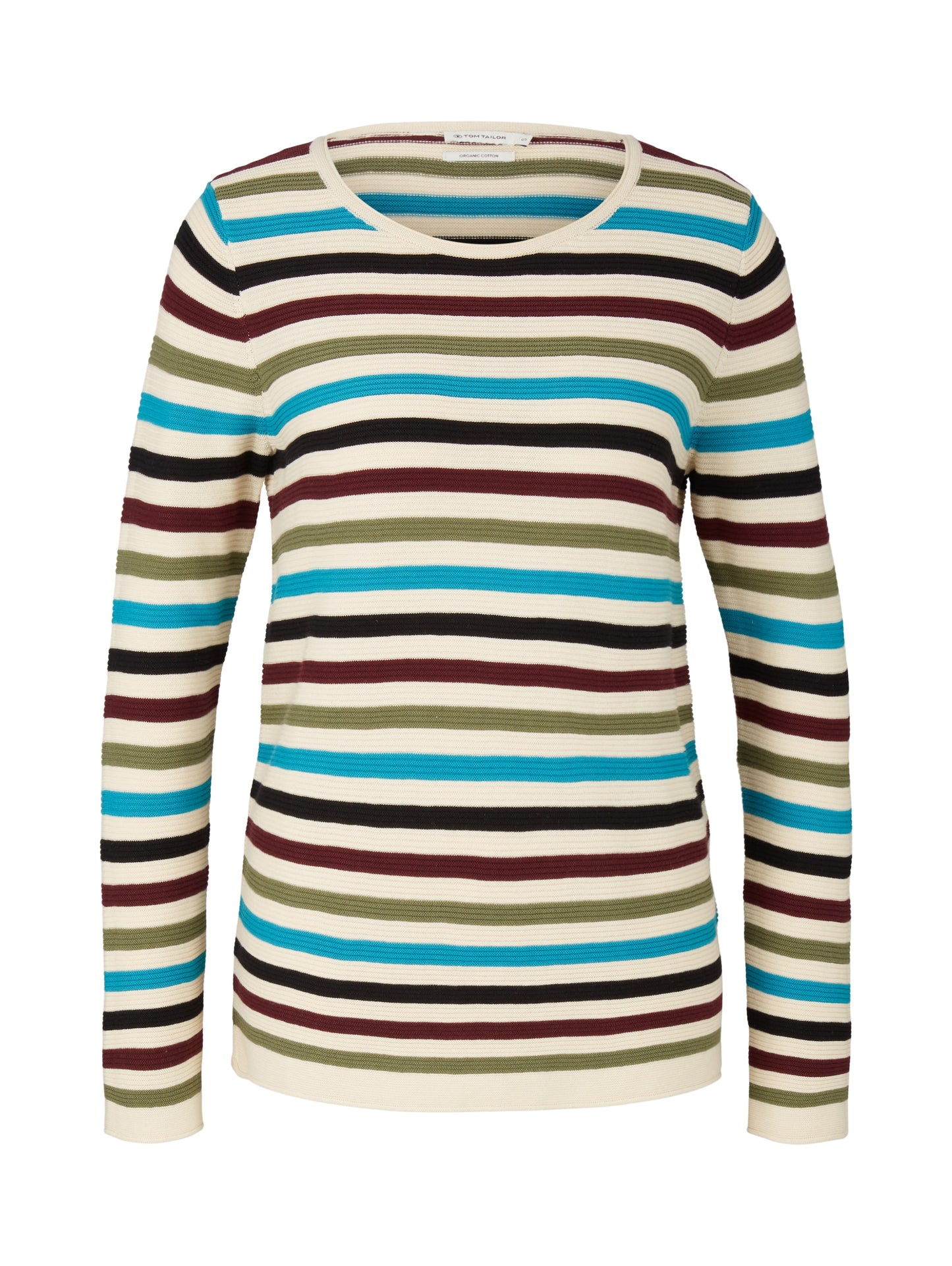 sweater new ottoman, teal blue butter stripe