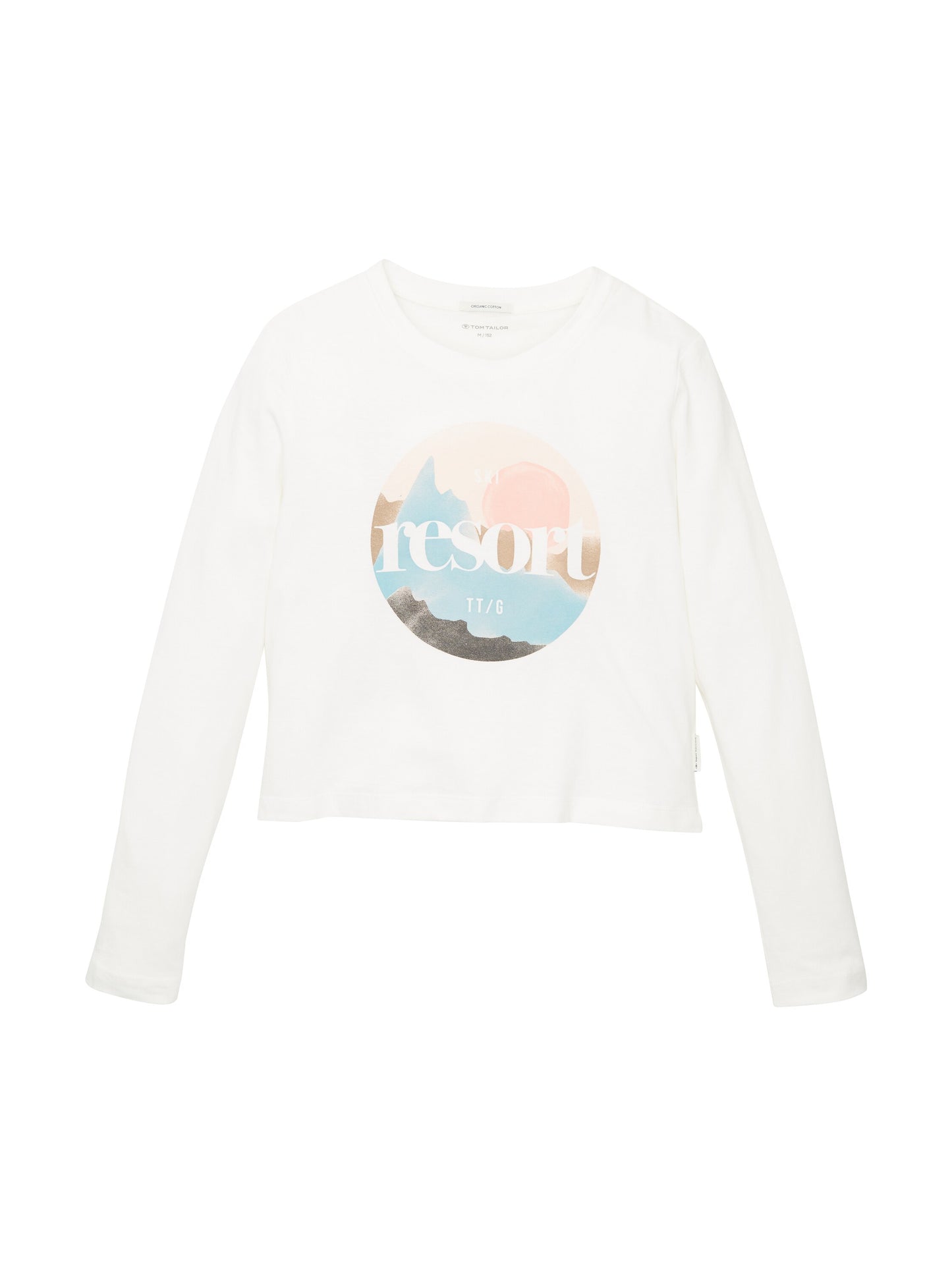 cropped printed longsleeve, Whisper White