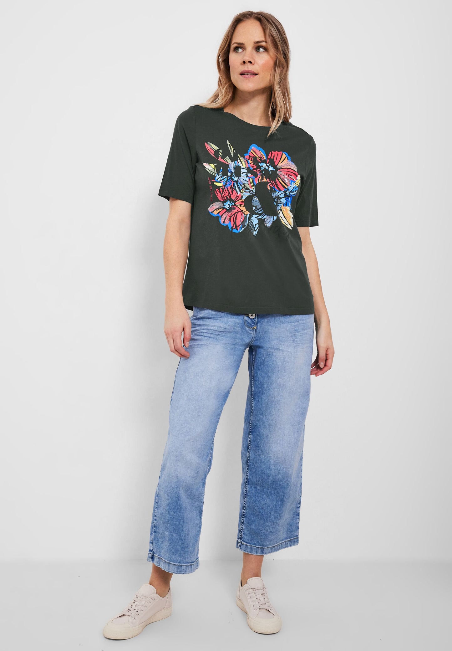 T-Shirt mit Blumen Fotoprint