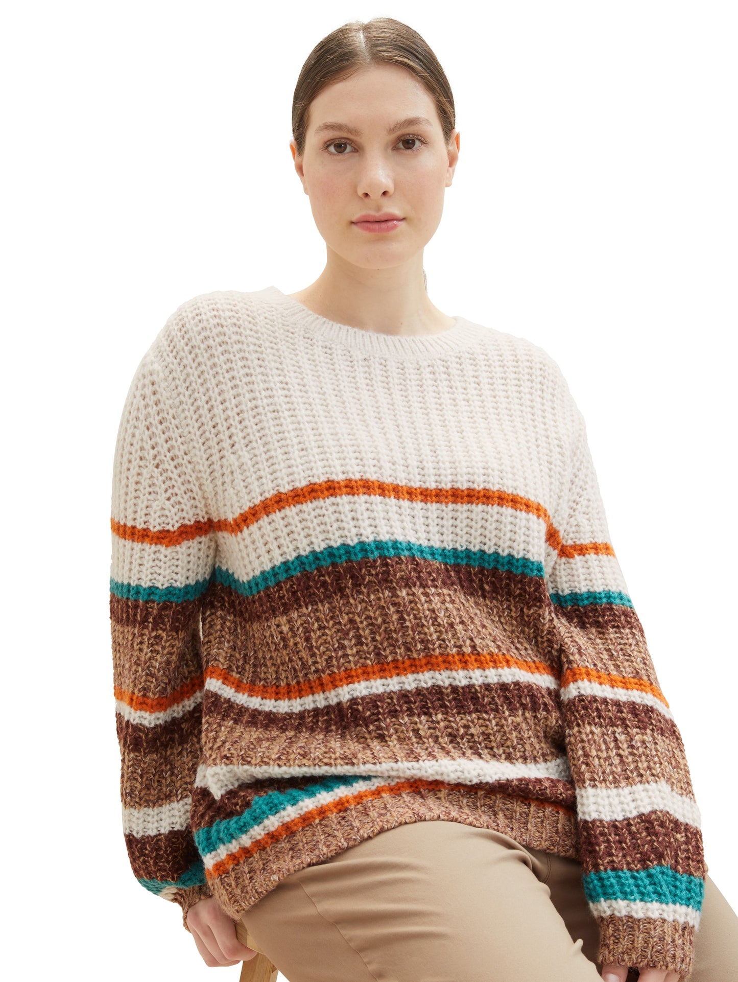 Plus - Gestreifter Strickpullover