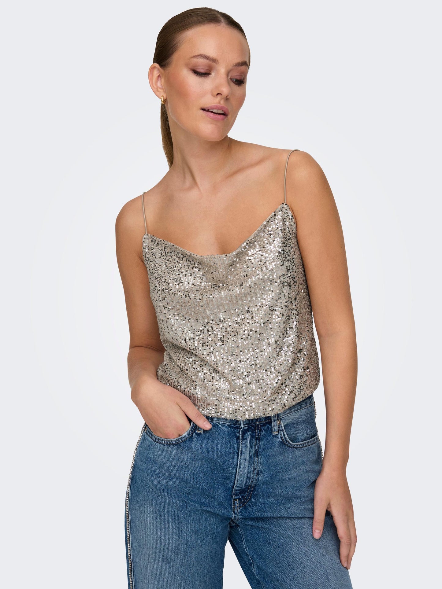 ONLANA S/L SEQUINS TOP CS JRS