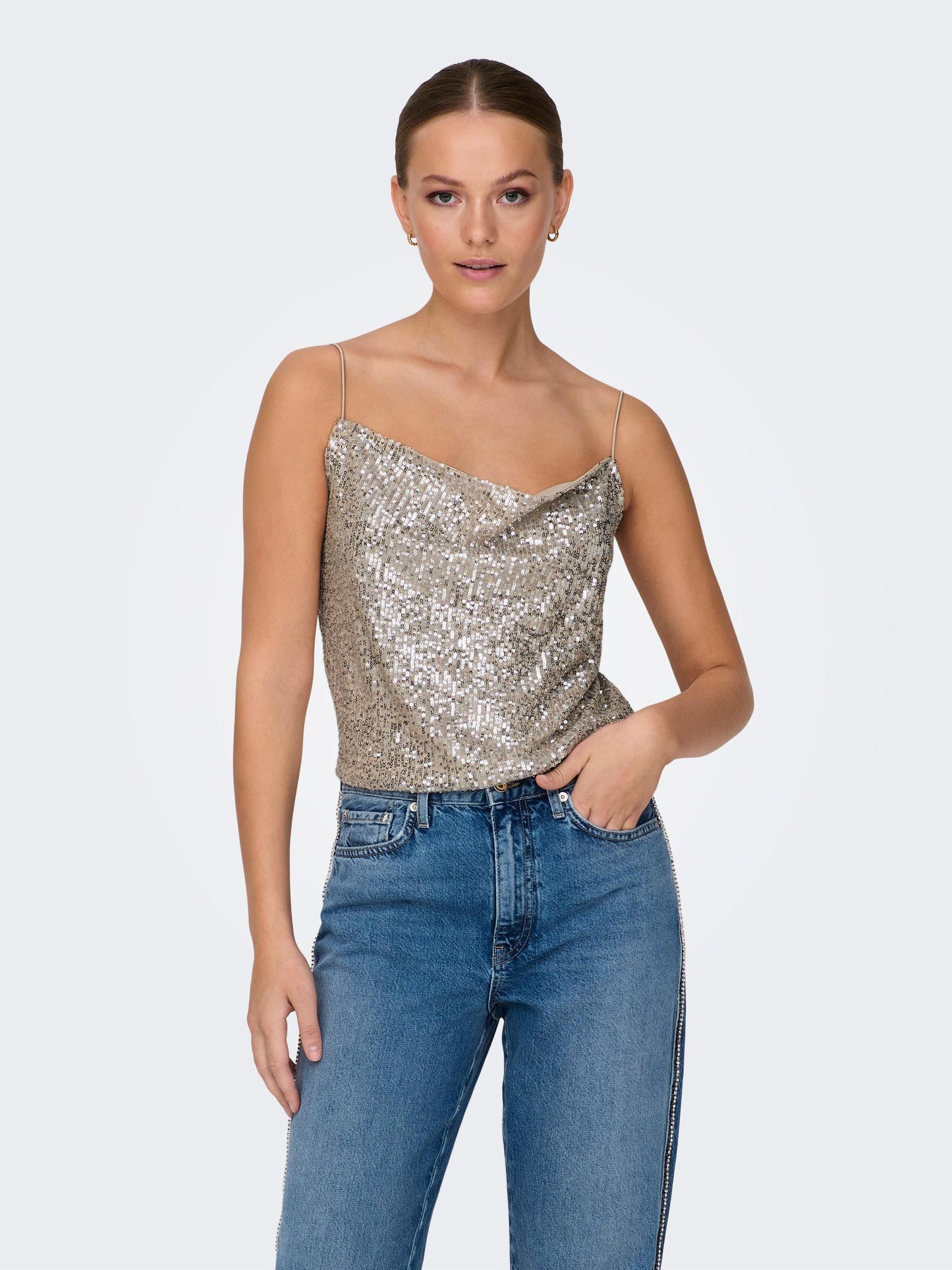 ONLANA S/L SEQUINS TOP CS JRS