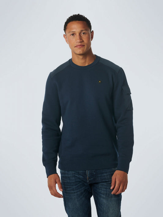 Sweater Crewneck With Woven Contrast