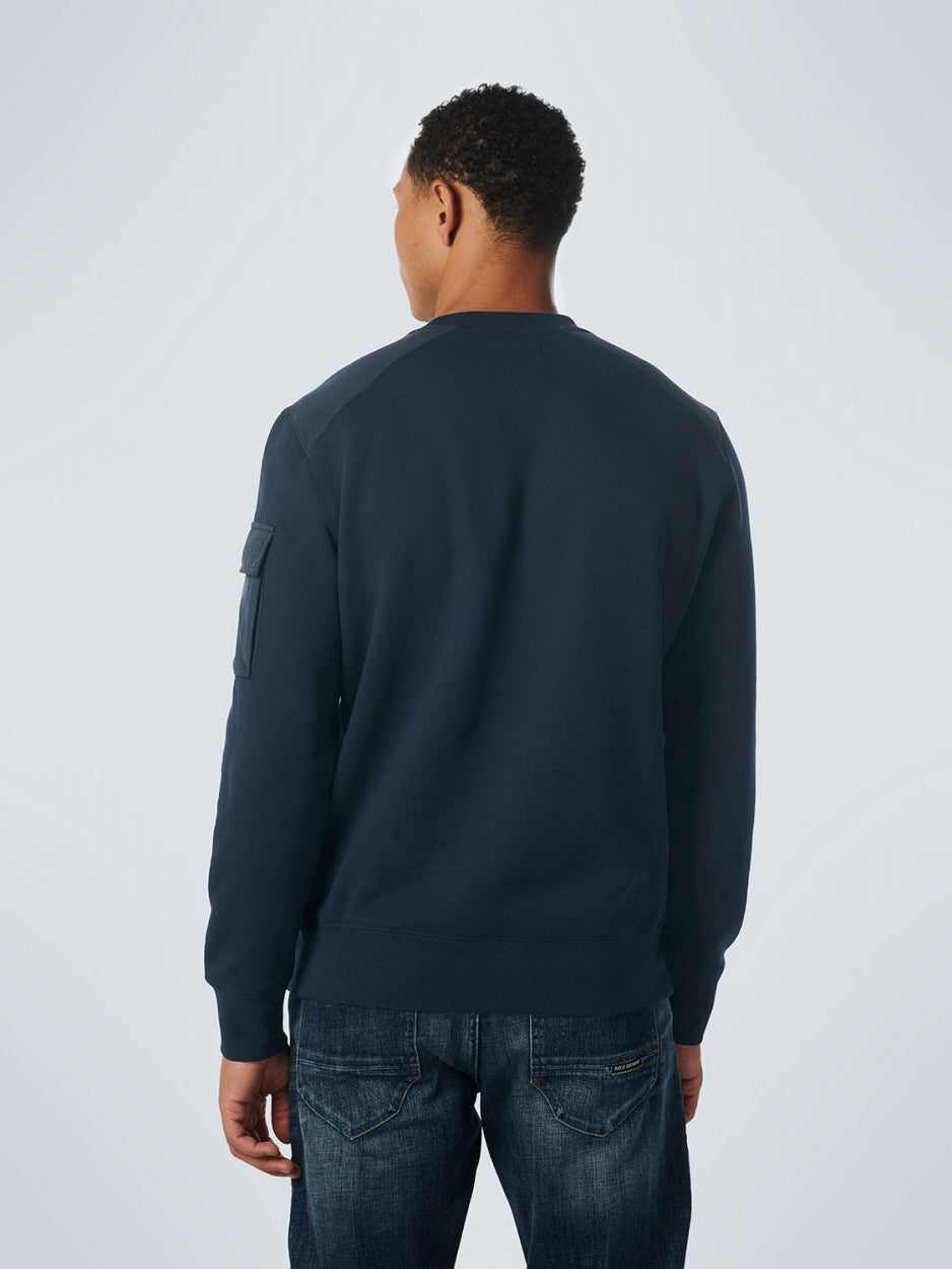 Sweater Crewneck With Woven Contrast
