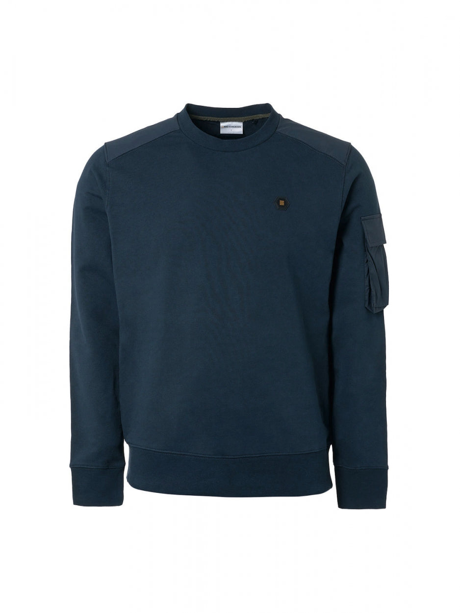 Sweater Crewneck With Woven Contrast