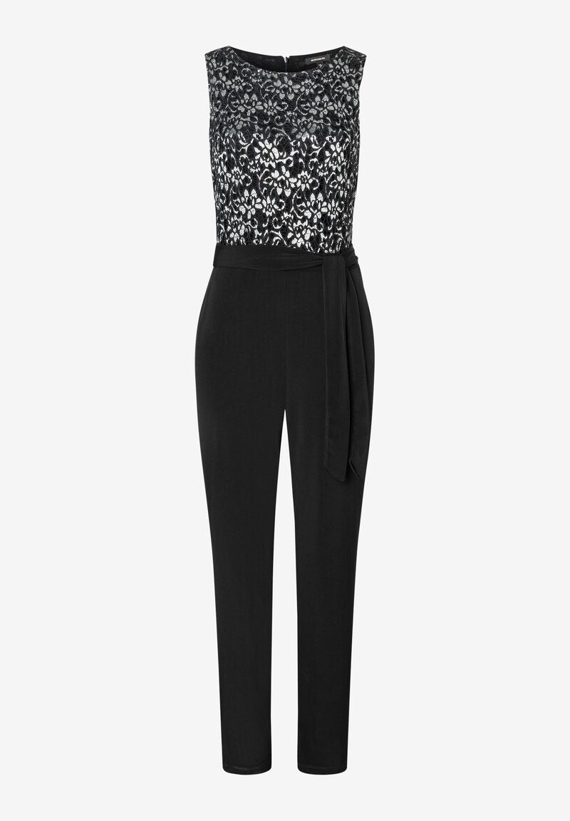 Jersey-Jumpsuit mit Spitzentop  schwarz/silber  GLAM-Kollektion