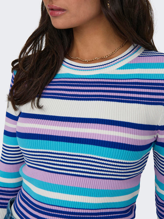 ONLMELEKA LS CROPPED STRIPE ONECK CC KNT