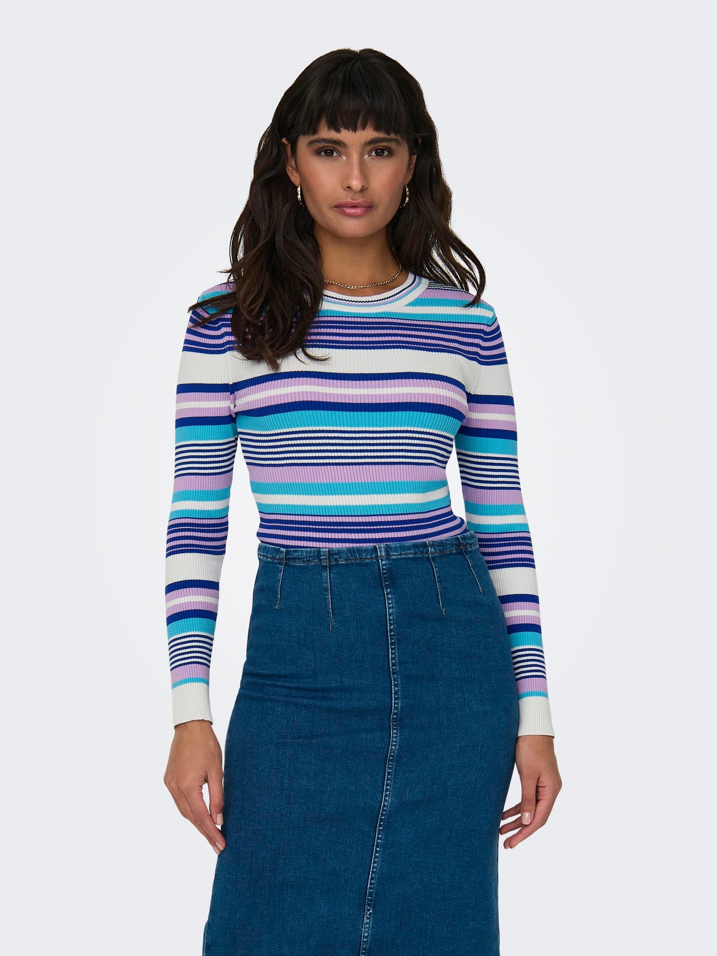 ONLMELEKA LS CROPPED STRIPE ONECK CC KNT