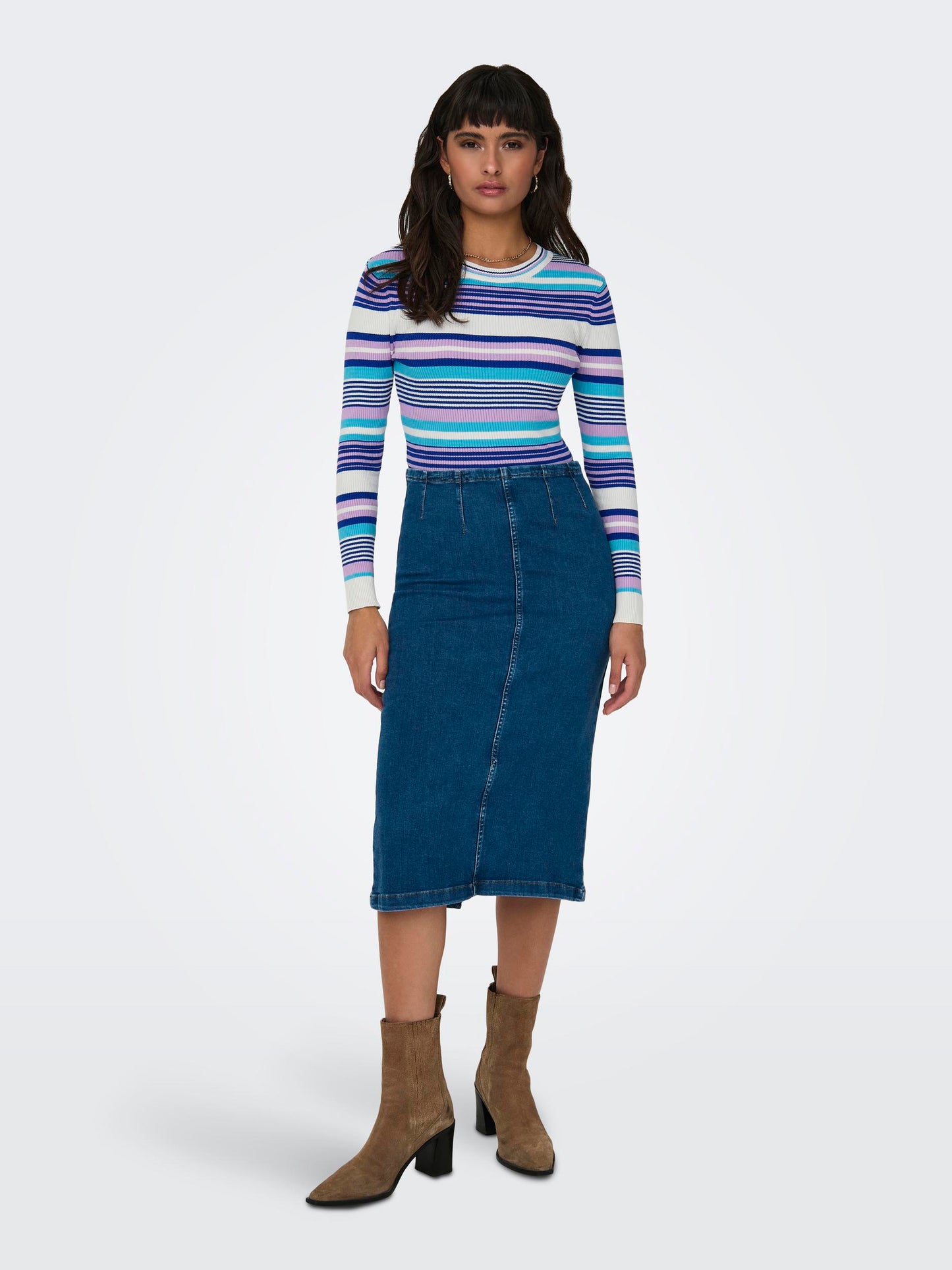 ONLMELEKA LS CROPPED STRIPE ONECK CC KNT