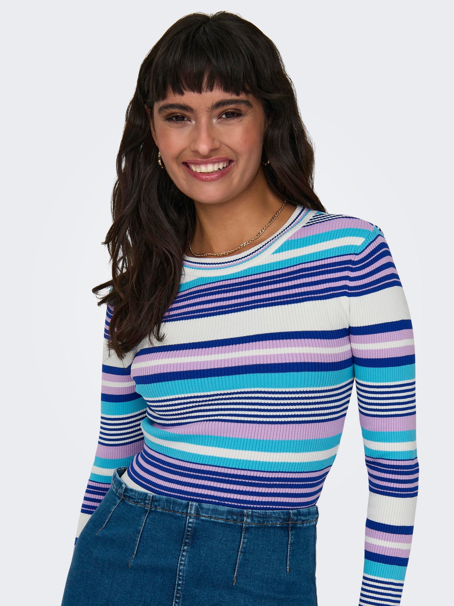 ONLMELEKA LS CROPPED STRIPE ONECK CC KNT