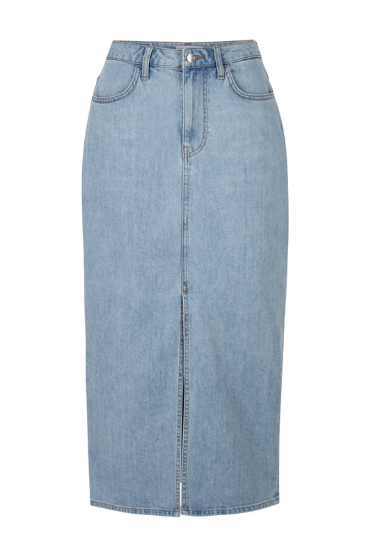 long blue denim skirt organic