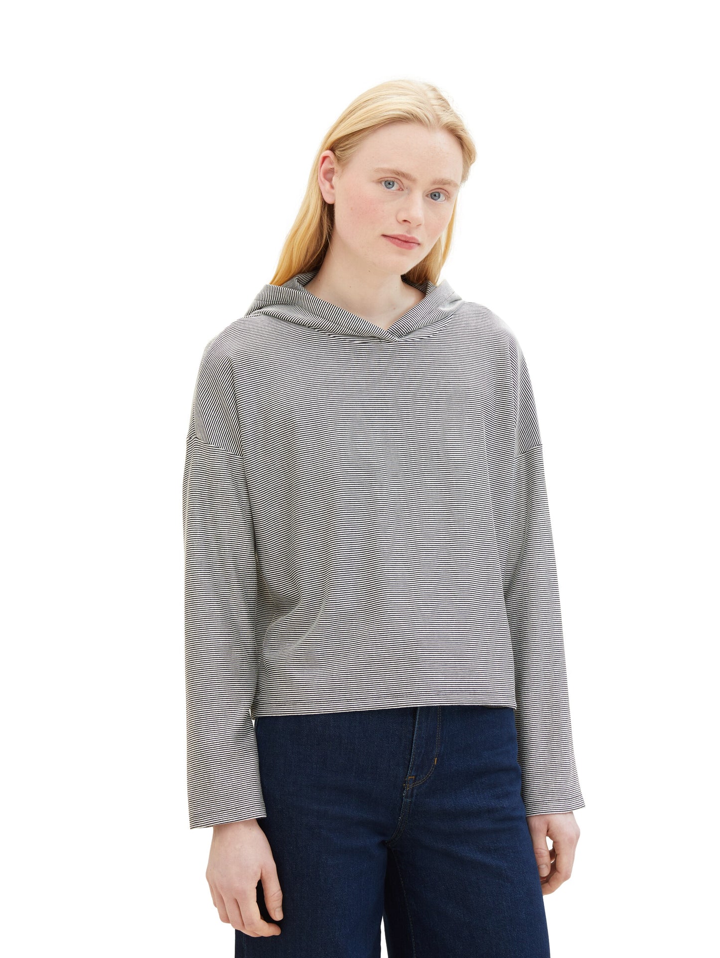 Cropped Hoodie mit Streifenmuster