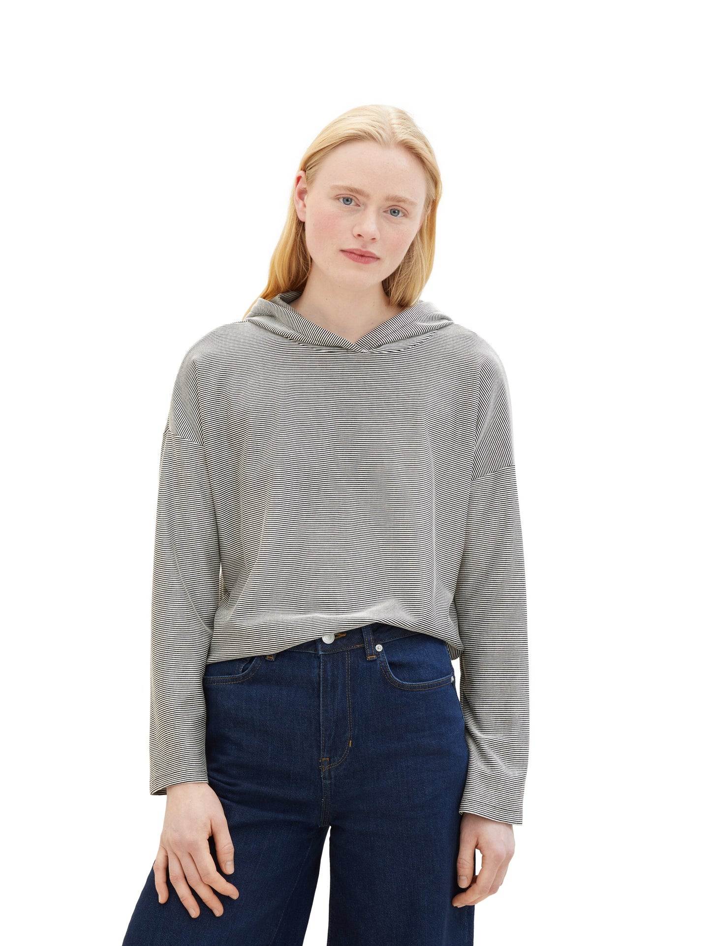 Cropped Hoodie mit Streifenmuster