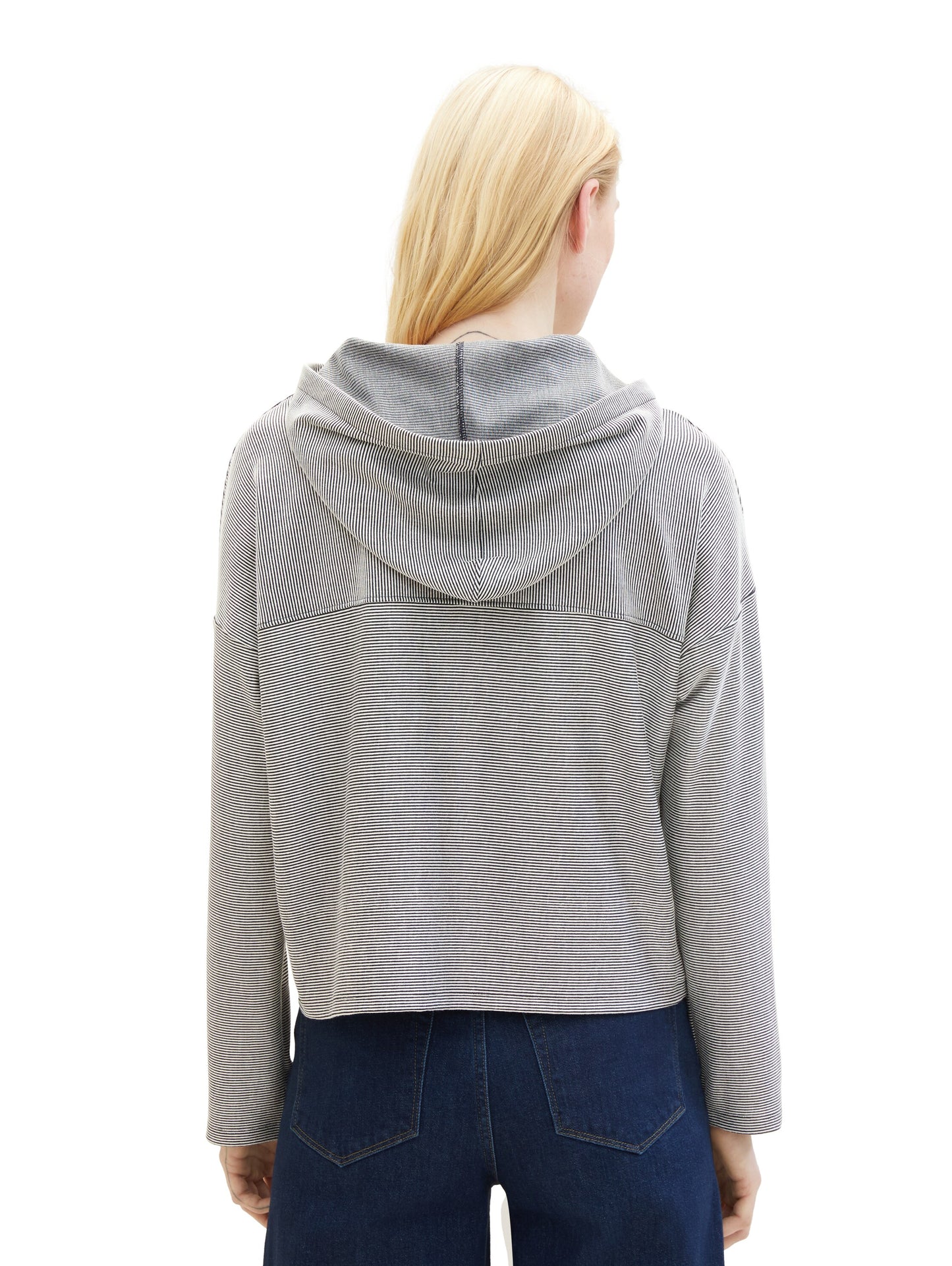 Cropped Hoodie mit Streifenmuster