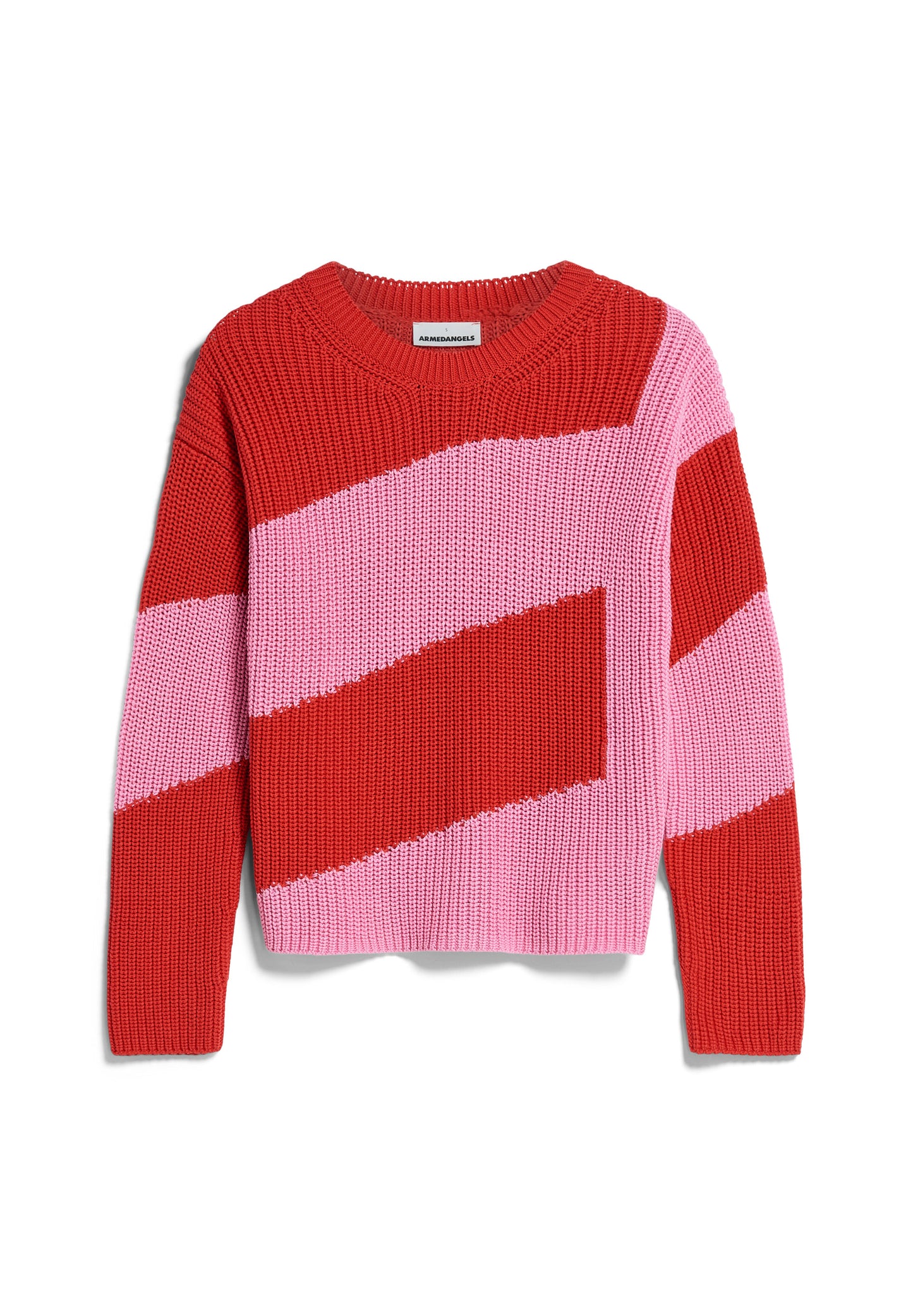 NURIAAS BLOCKSTRIPES Strick Pullover Streifen, red alert-pink me up more