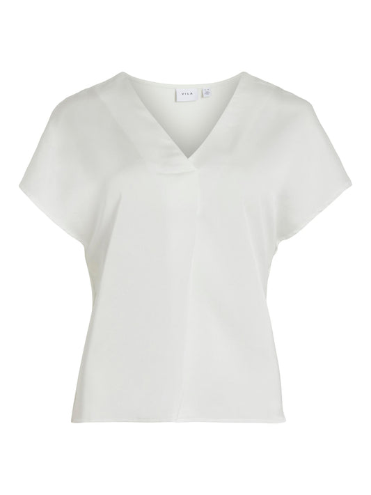 VIELLETTE V-NECK S/S SATIN TOP - NOOS