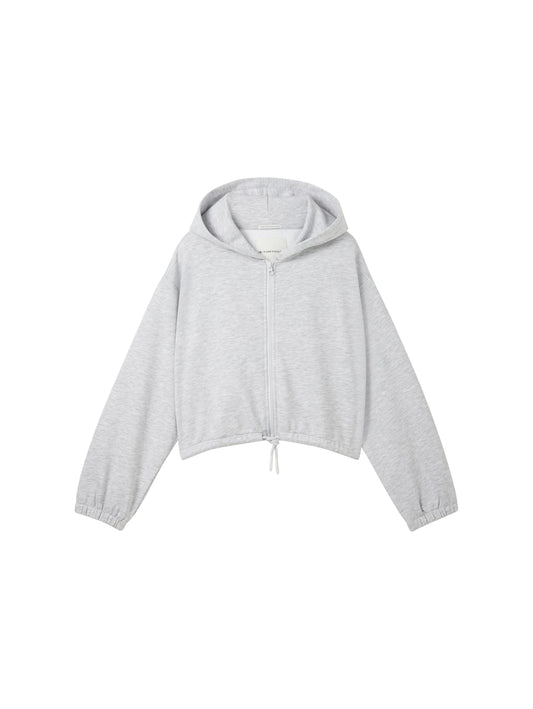 Cropped Sweatjacke in Melange-Optik