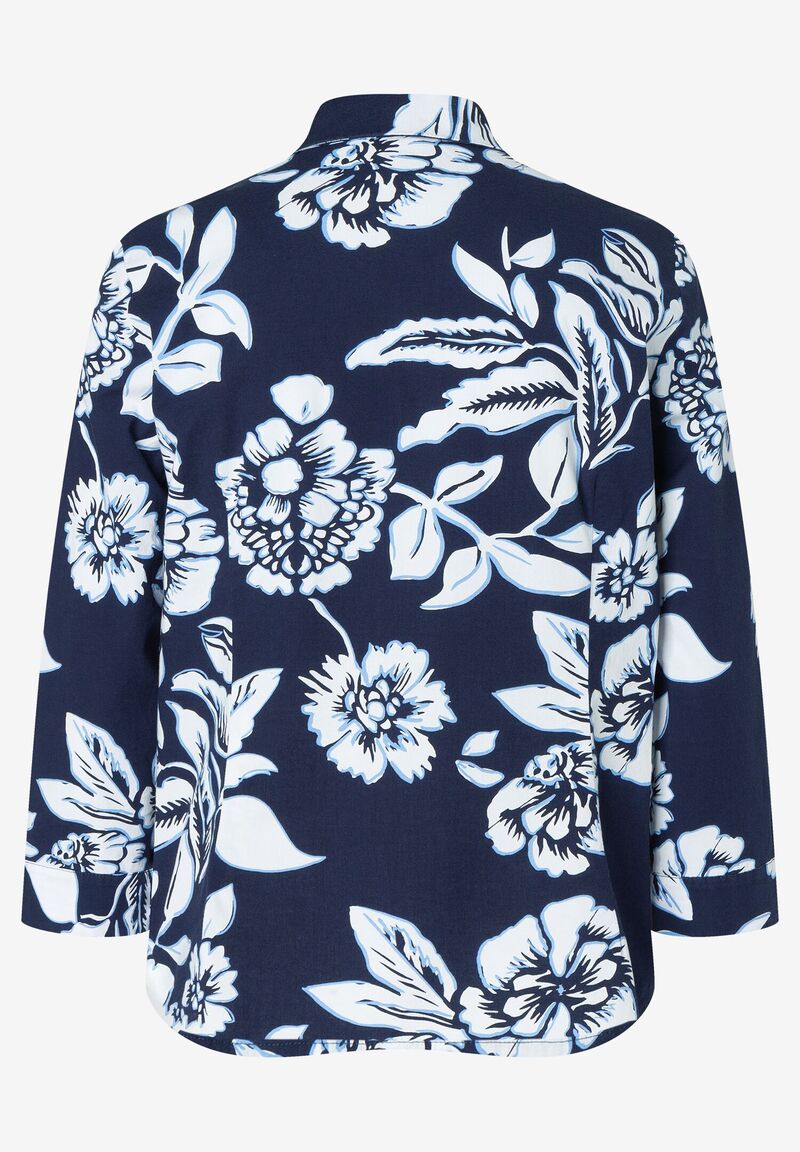 Hemdbluse  Flowerprint  marine/weiß  Frühjahrs-Kollektion