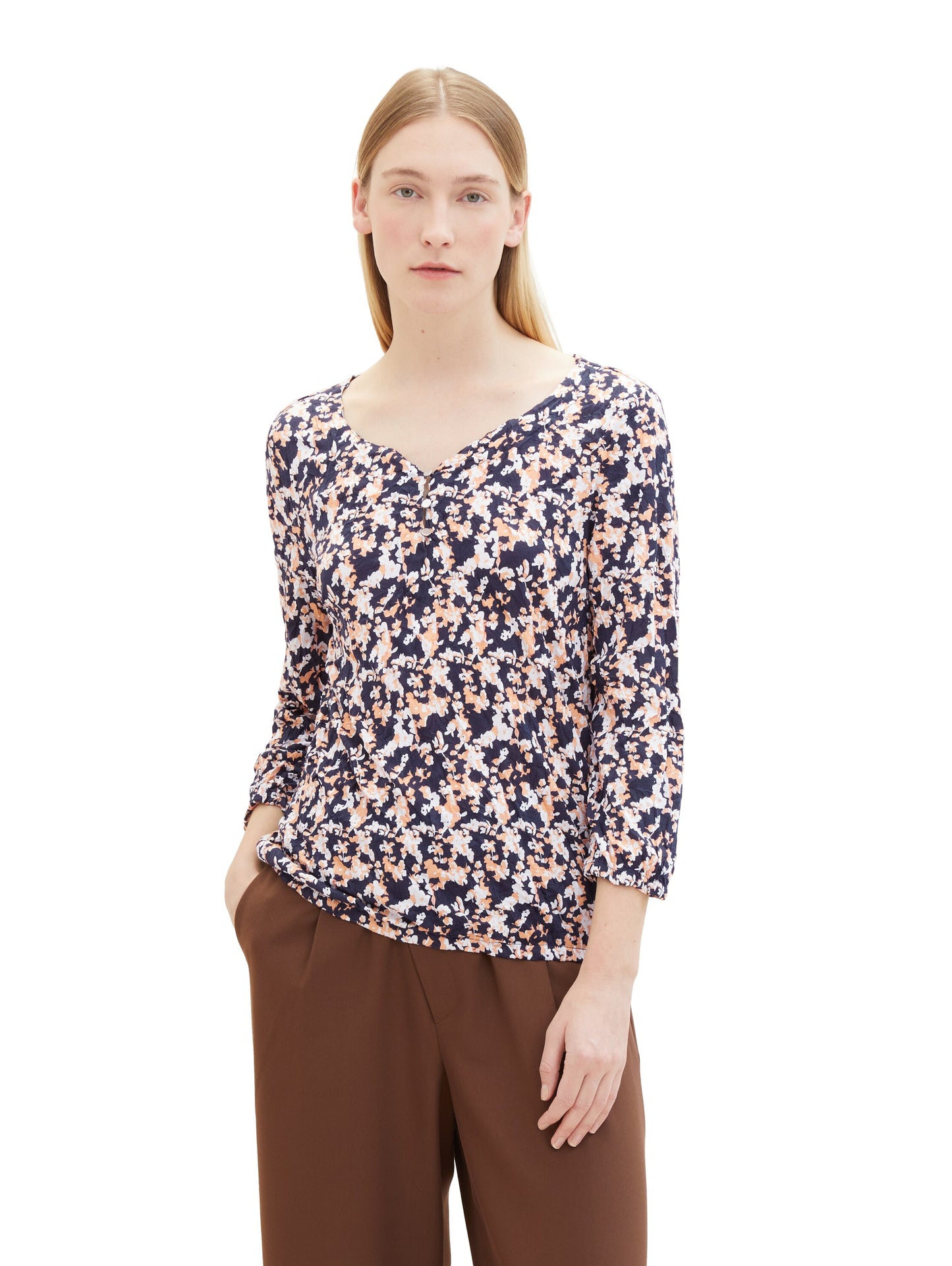 Henleyshirt mit Allover-Print