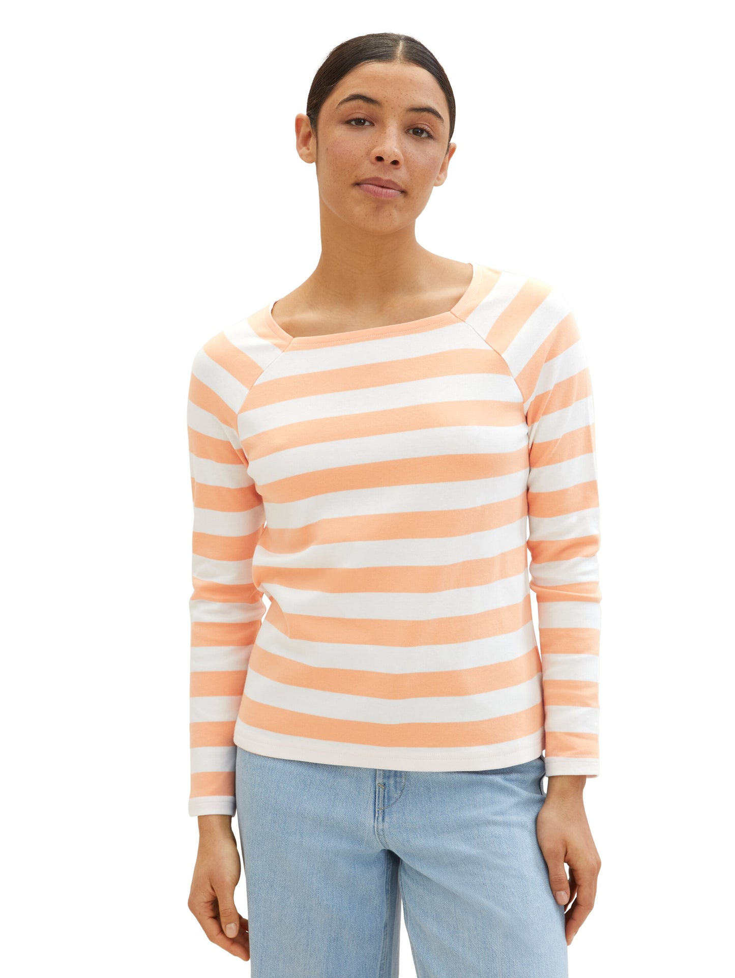 T-shirt stripe carré neck