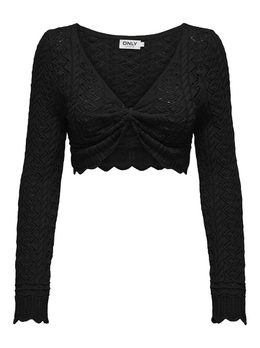 ONLERMA LIFE LS CROP REVERSAB V-NECK KNT