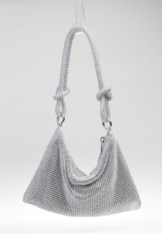 Elegante Handtasche aus glänzendem Strassgewebe