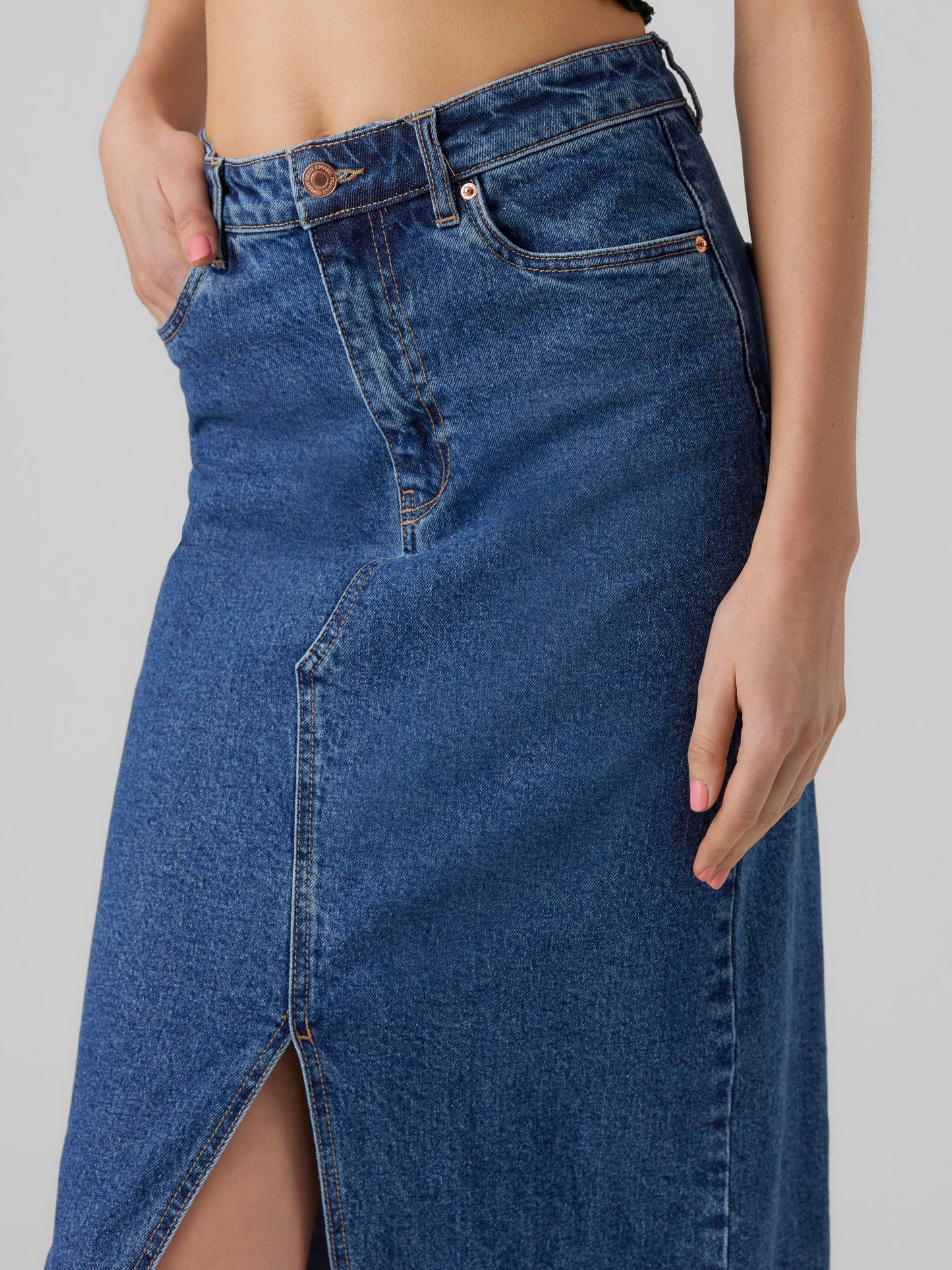 VMVERI HR CALF DENIM SKIRT GA MIX NOOS