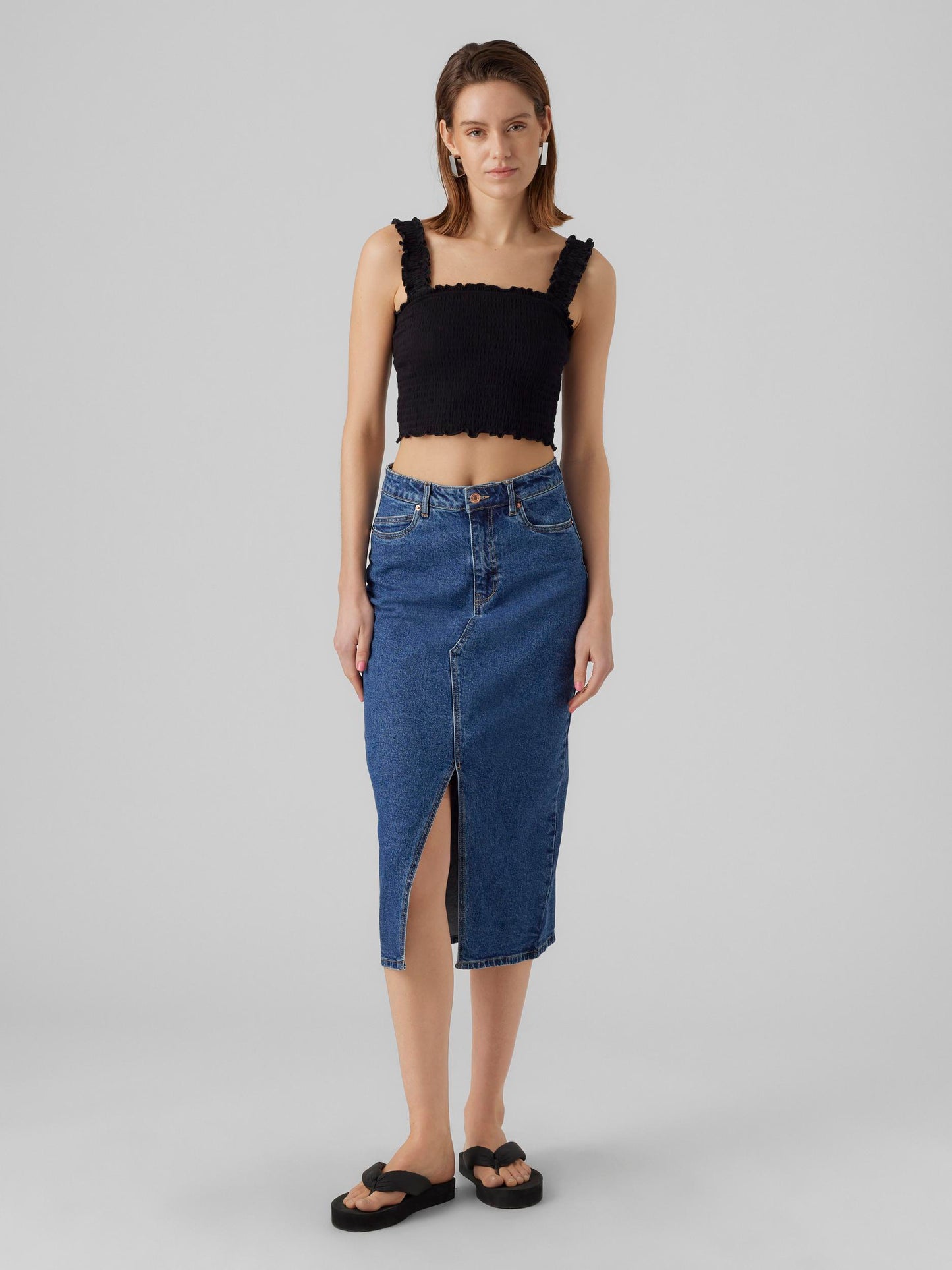 VMVERI HR CALF DENIM SKIRT GA MIX NOOS