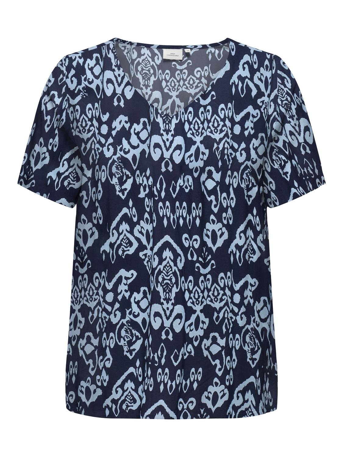 CARMARRAKESH LIFE SS TOP V-NECK AOP